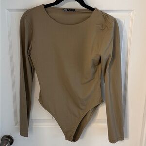 ZARA POLYAMIDE BODYSUIT TAN SIZE LARGE